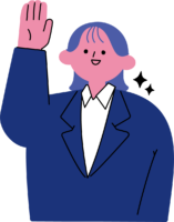 OJTで質問する新卒女性のフリーイラスト（カラフル配色・商用可）