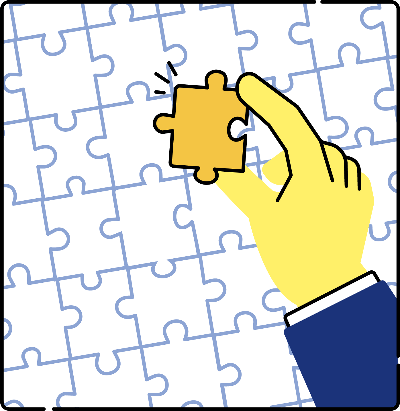 パズルのピースをはめる問題解決のイラスト