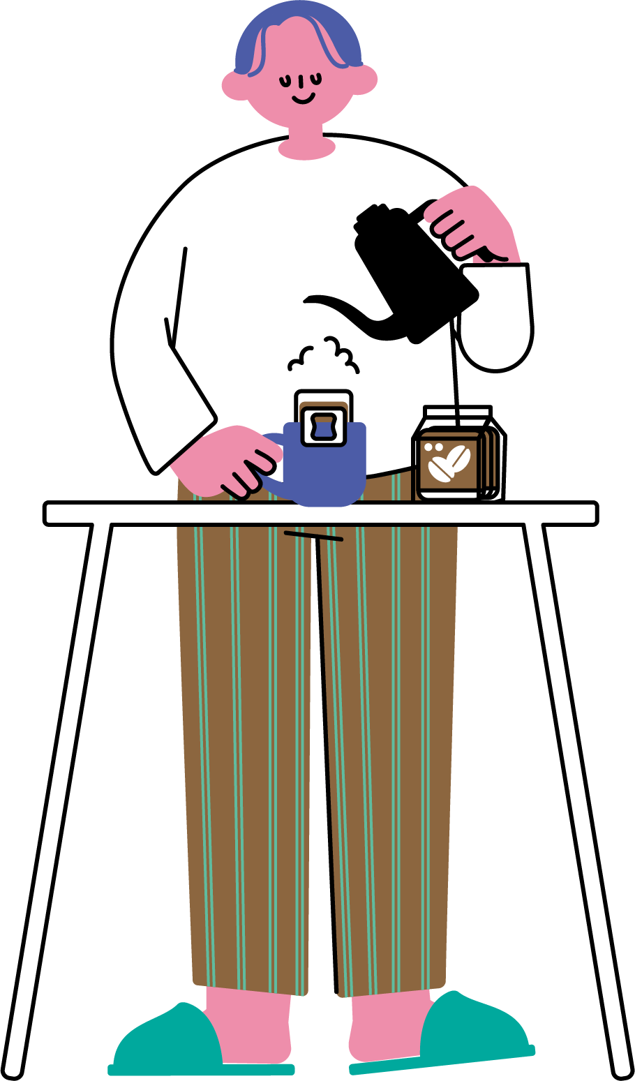 自宅でコーヒーを楽しむ男性