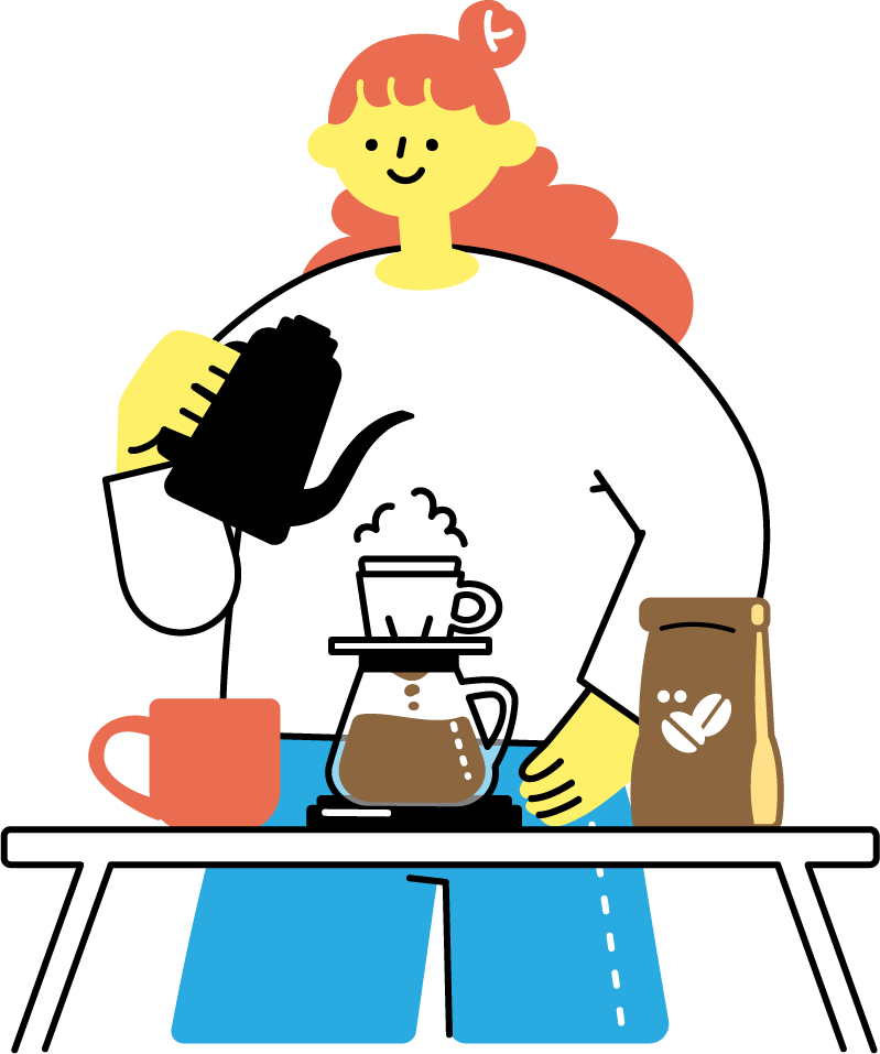 コーヒーを淹れる女性