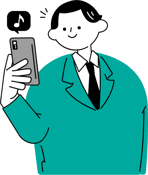 QRコード決済をする男性のフリーイラスト（シンプル配色・商用可）