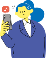 QRコード決済をする女性のフリーイラスト（カラフル配色・商用可）