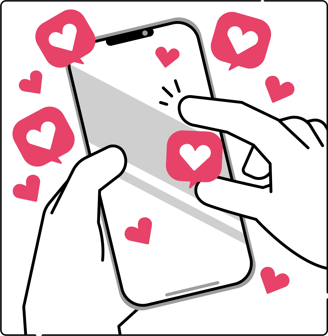 SNSでいいねが広がるスマートフォン