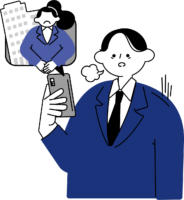不採用通知にショックを受ける男性のフリーイラスト（シンプル配色・商用可）