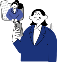 不採用通知にショックを受ける女性のフリーイラスト（シンプル配色・商用可）
