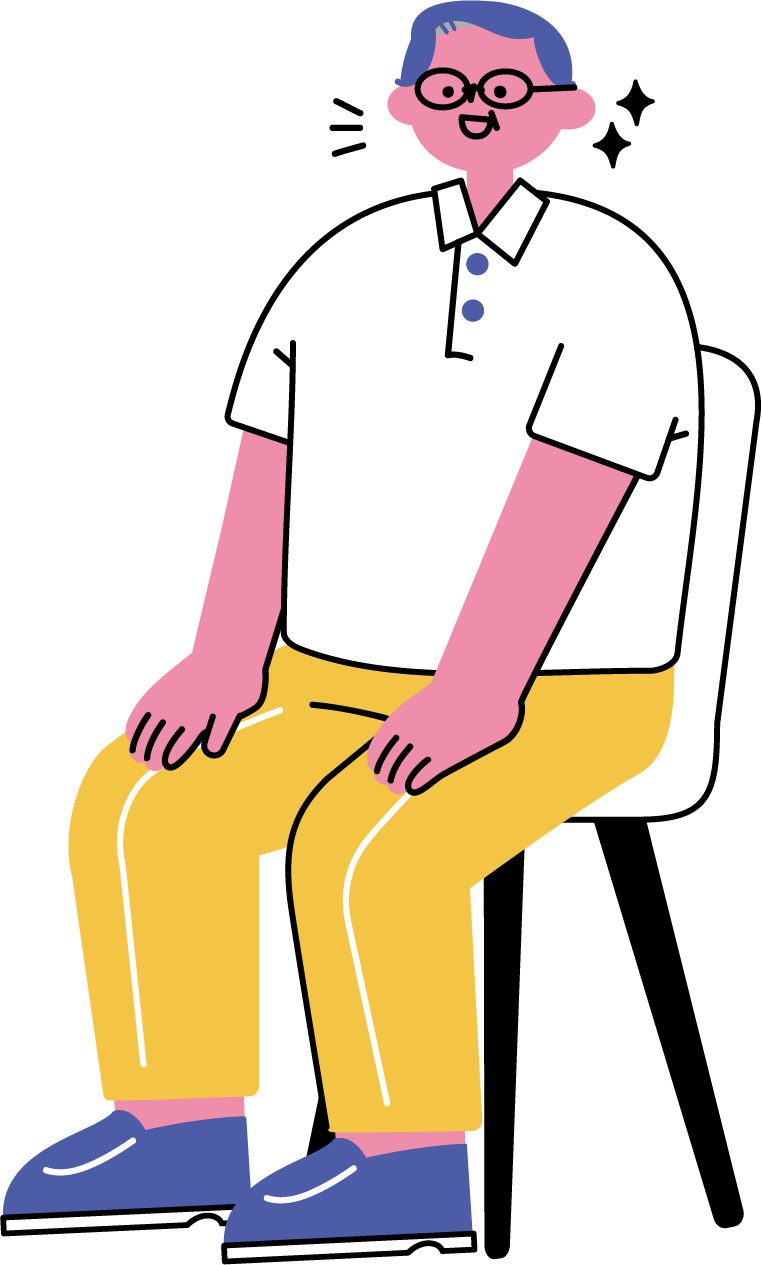 面接で挨拶をする男性