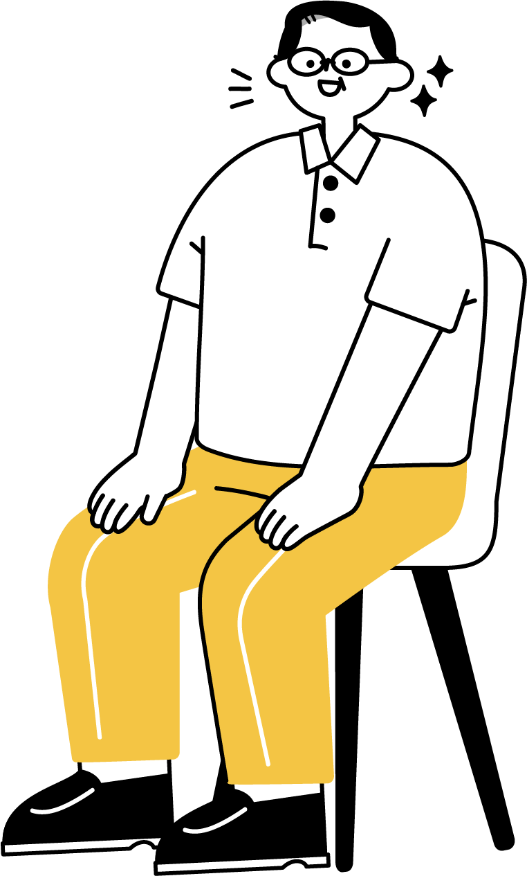 中途採用の面接で挨拶する男性のフリーイラスト（シンプル配色・商用可）