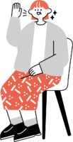 中途採用の面接で挨拶する女性のフリーイラスト（カラフル配色・商用可）