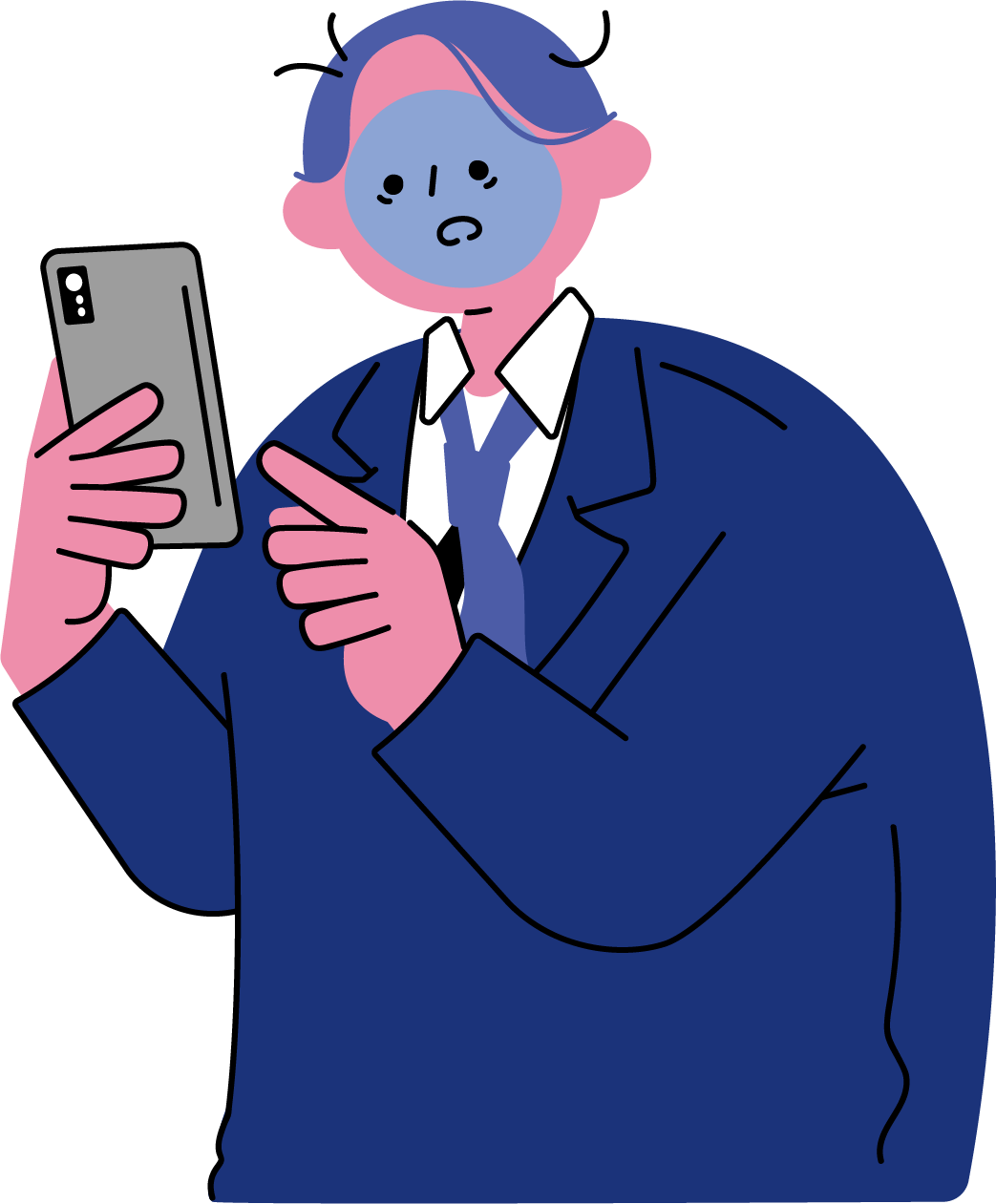 スマホを見てショックを受ける男性