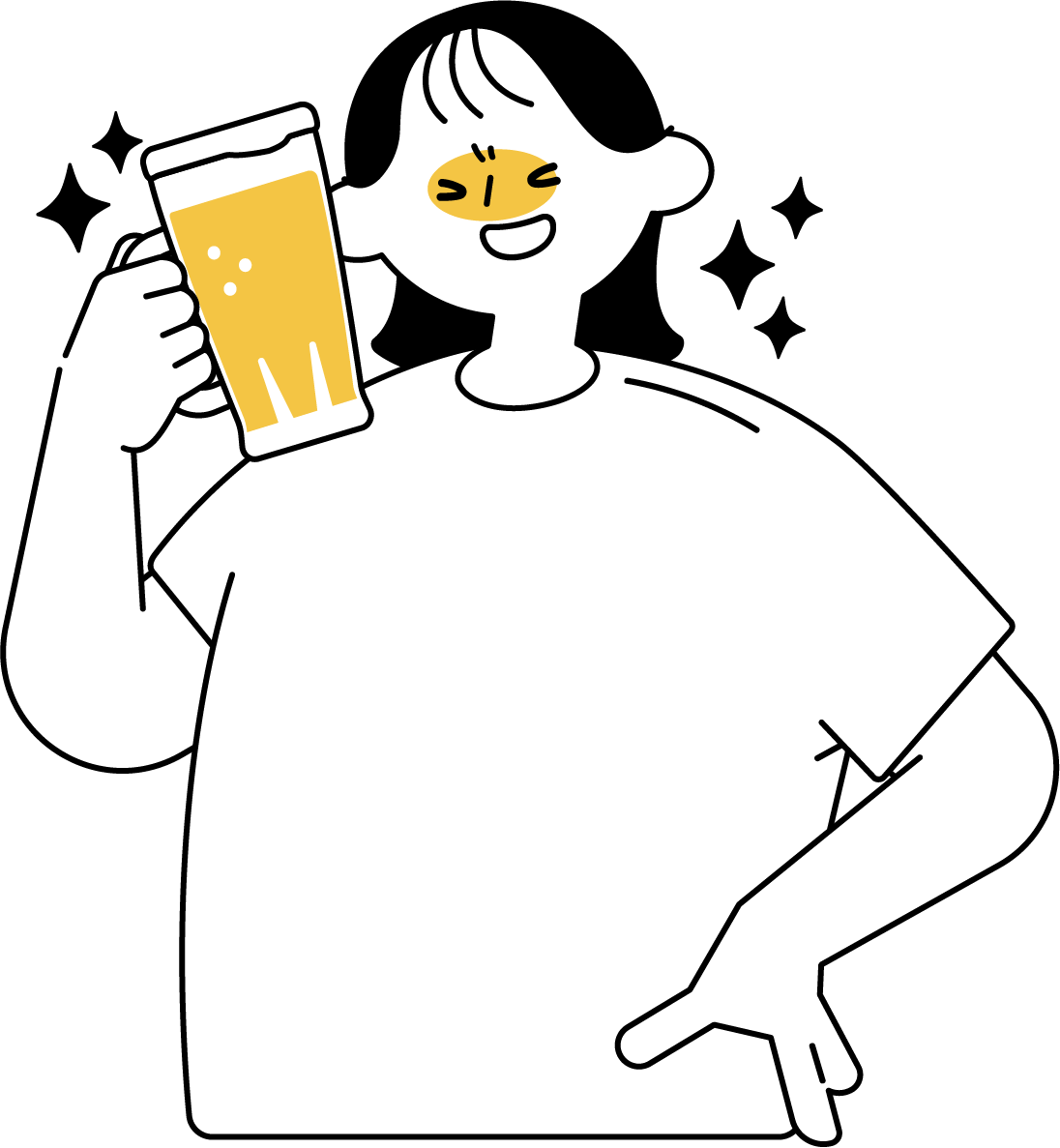 ビールを飲んで至福の表情の女性