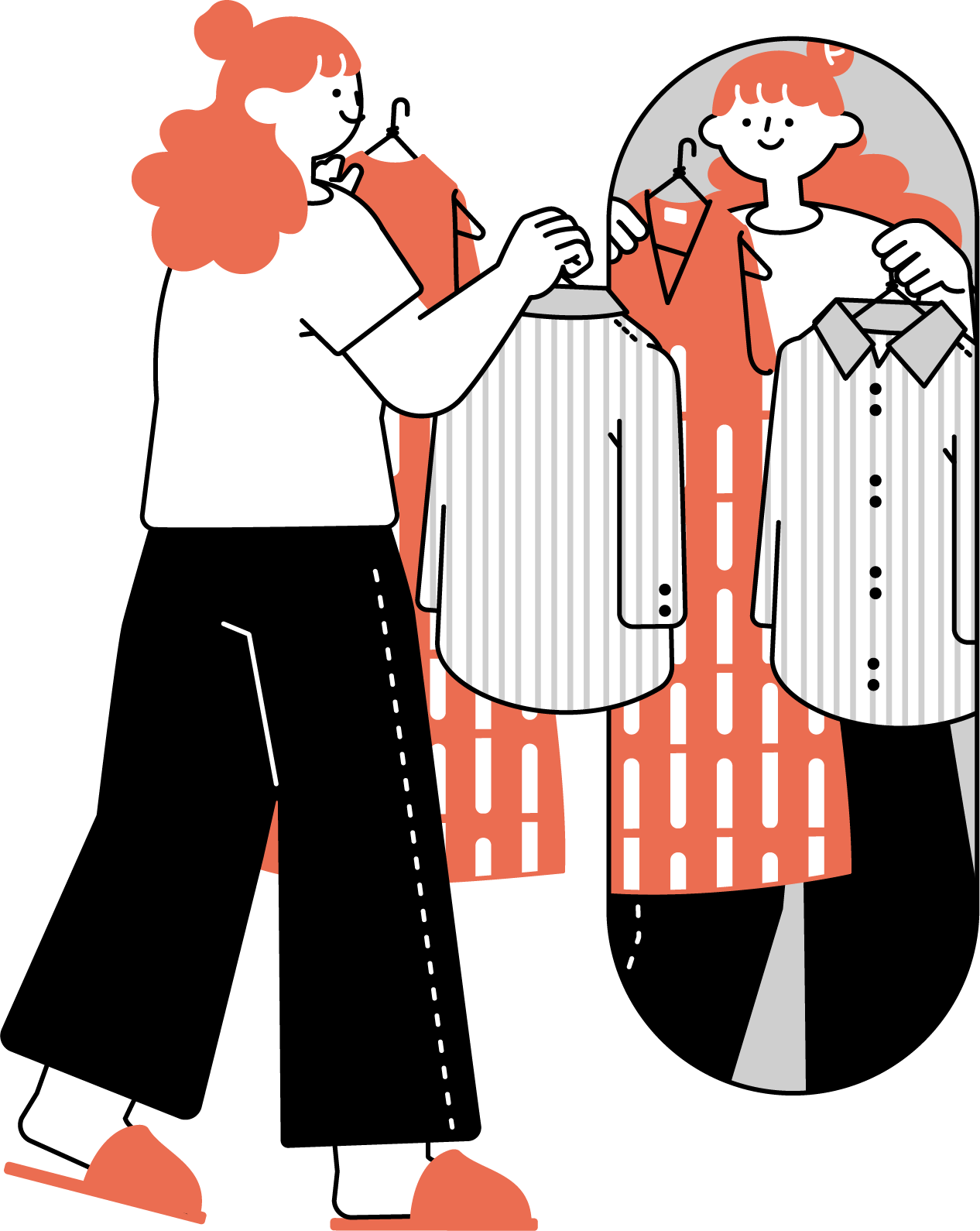 自宅で洋服を選ぶ女性