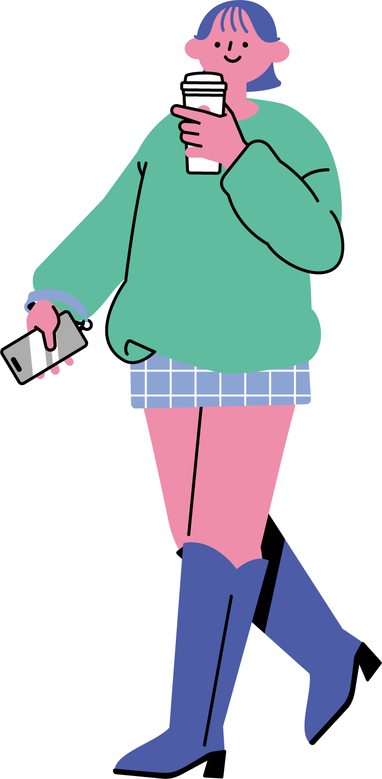 コーヒーを持ってお出かけする女性