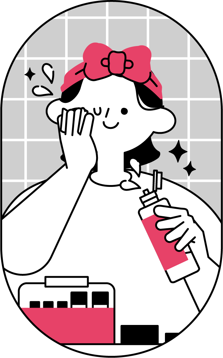 化粧水をつける女性