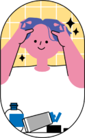 ワックスで髪をセットする男性のフリーイラスト（カラフル配色・商用可）
