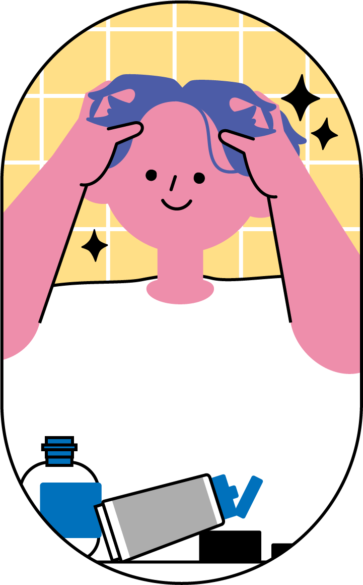 ワックスで髪をセットする男性のフリーイラスト（カラフル配色・商用可）
