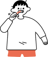歯磨きをする男の子のフリーイラスト（シンプル配色・商用可）
