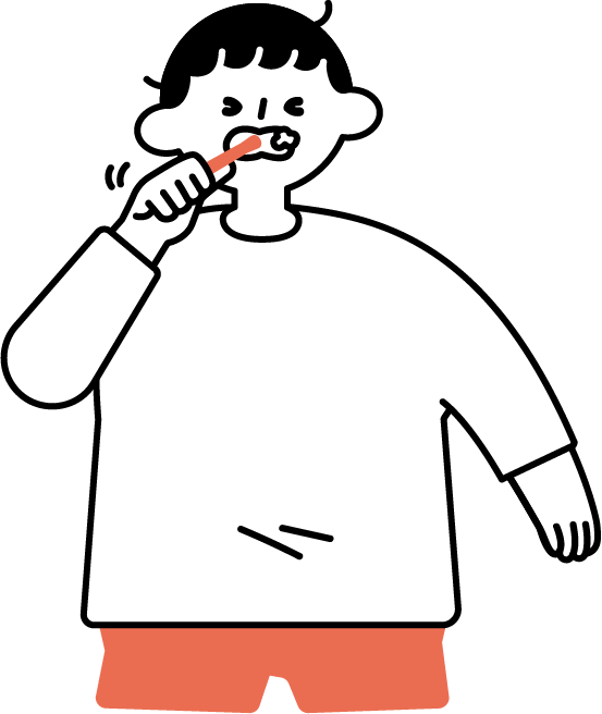歯磨きをする男の子のフリーイラスト（シンプル配色・商用可）