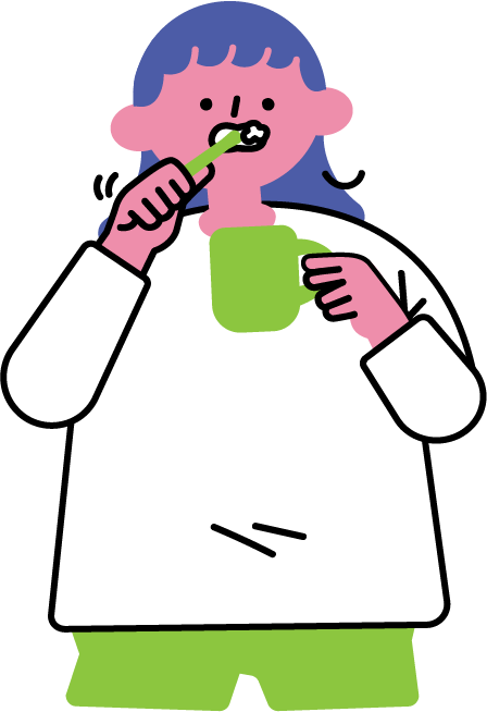 歯磨きをする女の子