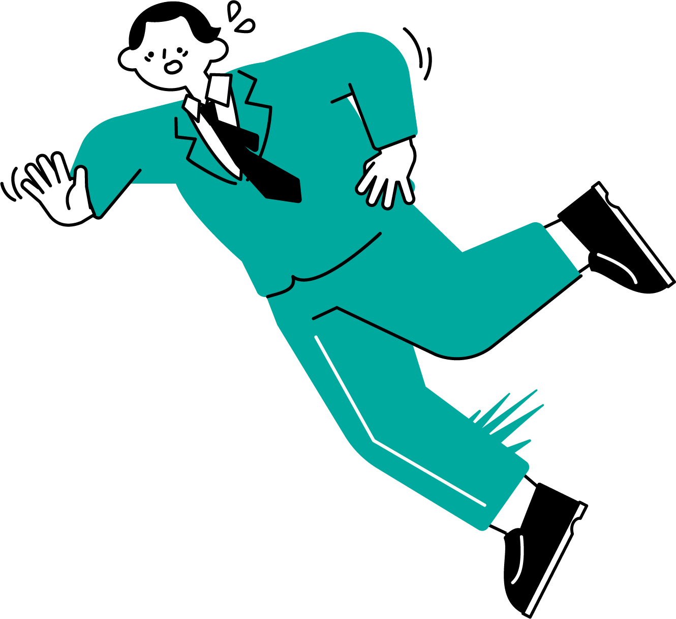 つまづくビジネスマンのフリーイラスト（シンプル配色・商用可）