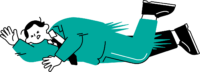 こけて倒れるビジネスマンのフリーイラスト（シンプル配色・商用可）