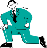 一人で立ち上がるビジネスマンのフリーイラスト（シンプル配色・商用可）