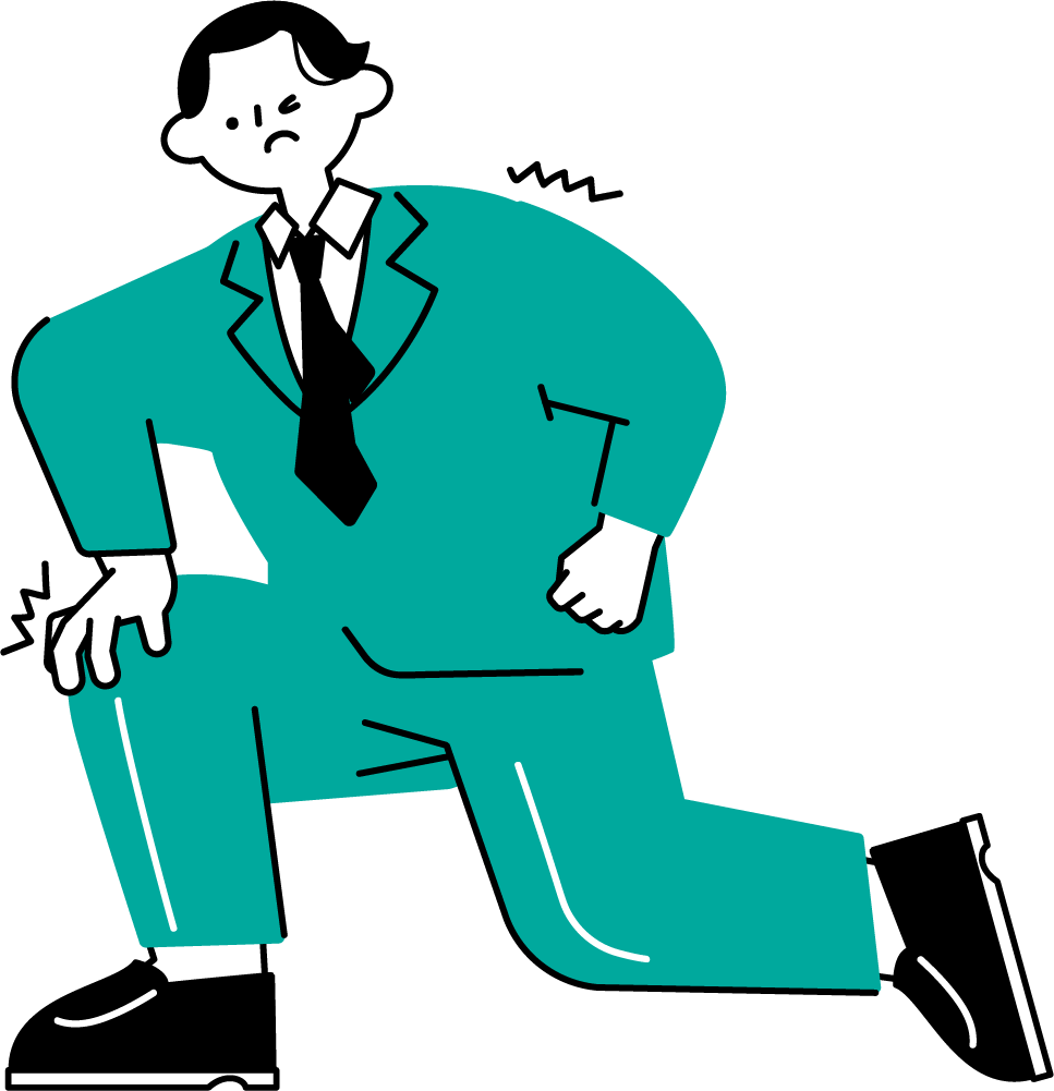 一人で立ち上がるビジネスマンのフリーイラスト（シンプル配色・商用可）