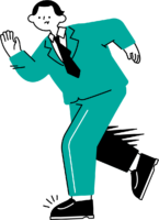 再び走り出すビジネスマンのフリーイラスト（シンプル配色・商用可）