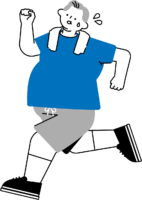 運動する中年男性のフリーイラスト（シンプル配色・商用可）